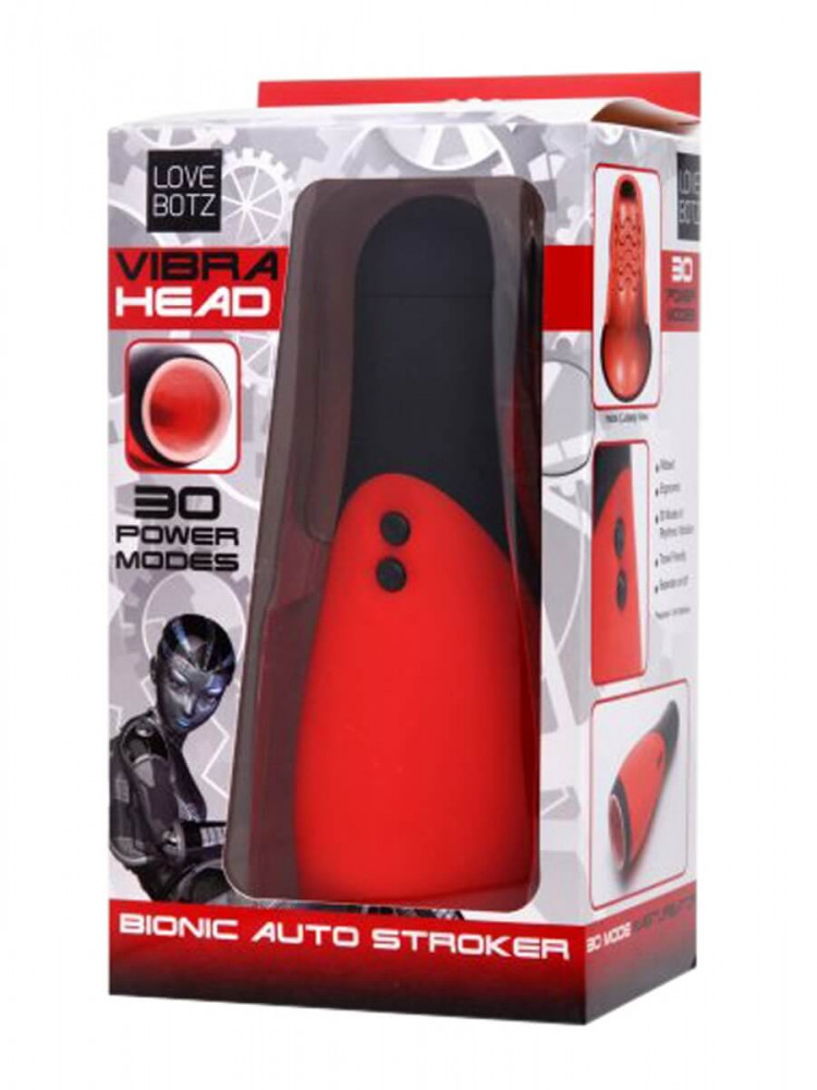Bionic Auto Stroker - vibrační masturbátor hluboké hrdlo (červený-černý)