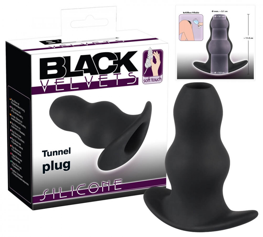 Black Velvet Tunnel - duté anální dildo (černé)