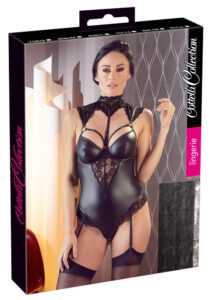 Cottelli - Lacy Collar Glossy Body (Black)