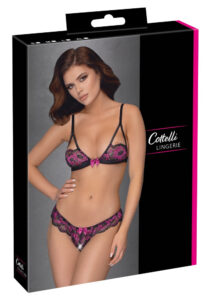 Cottelli - embroidered floral bra set (black-purple)