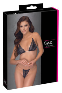 Cottelli - transparent strap bra set (black)