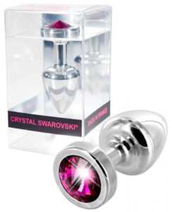 DIOGOL Anni Pink Stone Silver Anal plug - anální kolík s pink krystalem (stříbrný 2