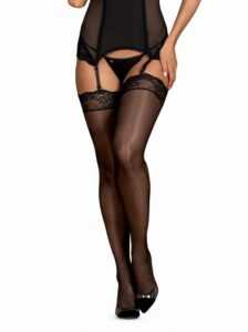 Dokonalé punčochy Obsessive Amallie stockings - černá - L/XL