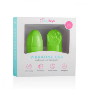 Easytoys - vibrační vajíčko se 7 rytmy a dálkovým ovladačem (zelené)