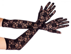 Extra dlouhé krajkové rukavice - 1 pár (černé)