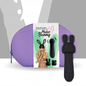FEELZTOYS - MISTER BUNNY MASSAGE VIBRATOR WITH 2 CAPS BLACK