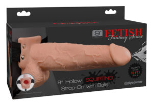 Fetish Strap-On 9 - připínací duté stříkající dildo (tělová barva)