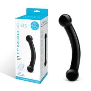 GLAS - DOUBLE BULL BLACK GLASS DILDO