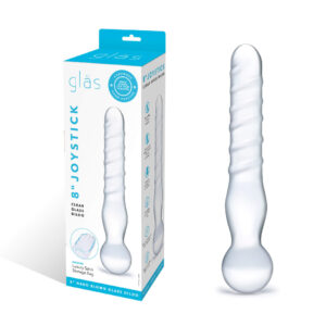 GLASTOY Joystick Clear Class Dildo - klasické dvojité skleněné anální dildo (průhledné)