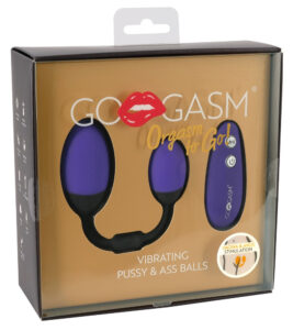 GoGasm Pussy & Ass - dvojice nabíjecích vibračních vajíček (fialová-černá)