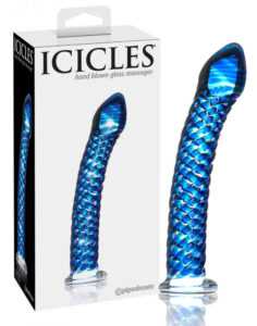 Icicles No. 29 - spiral penis glass dildo (blue)