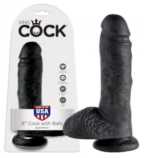 King Cock 8 inch Balls - black
