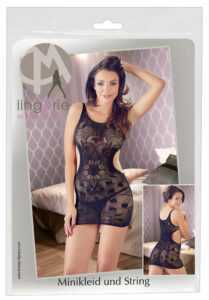 Mandy Mystery - Half-cut Fishnet Dress with Tangle (Black)