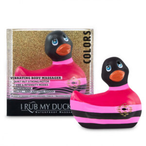 My Duckie Colors 2.0 - vodotěsný vibrátor na klitoris - proužkovaná kačenka (černo-růžová)