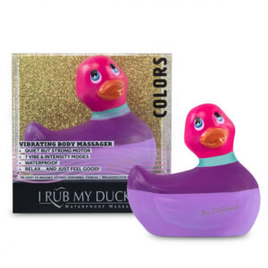 My Duckie Colors 2.0 - vodotěsný vibrátor na klitoris - proužkovaná kačenka (fialovo-růžová)