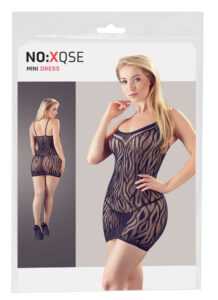 NO: XQSE - transparent tiger striped dress with thong (black)