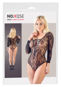NO:XQSE - body se šněrováním a dlouhým rukávem (černý)