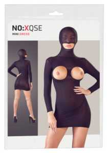 NO:XQSE - otevřené minišaty s maskou na obličej a tangy (černé)