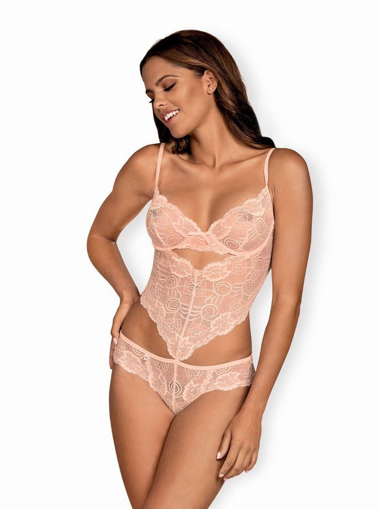 Něžné body Obsessive Alluria teddy pink - růžová - L/XL