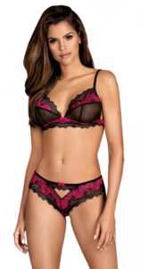 Obsessive Tulia - lace lingerie set (black-pink)