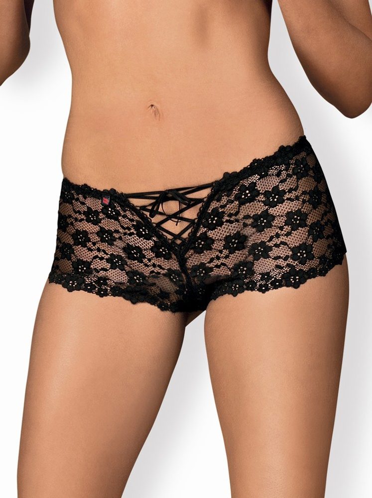 Okouzlující kalhotky Obsessive Letica shorties - černá - S/M