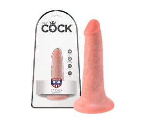 Opravdu realistické dildo tělové barvy s přísavkou King Cock 5. Dildo je reálnou kopií penisu