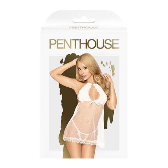 Penthouse Libido boost erotická košilka white veľkosť S/M