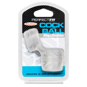 Perfect Fit Silaskin Cock & Ball - kroužek na penis a natahovač varlat (bílý)