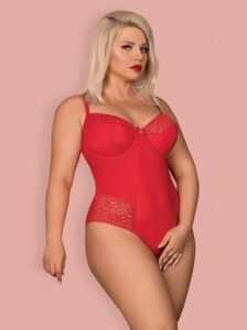 Pikantní body Obsessive Jolierose teddy XXL - červená - XXL