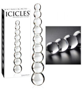 Pipedream Icicles No. 2 - skleněné kuličková dildo (průsvitné)