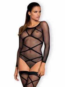 Přitažlivé body Obsessive G320 bodystocking - černá S - M/L