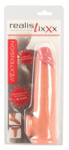 Realistixxx - prodlužující návlek na penis s kroužkem na varlata - 19cm (tělová barva)