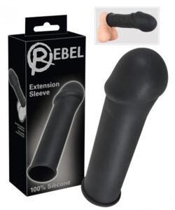 Rebel - návlek na penis s velkým žaludem (černý)