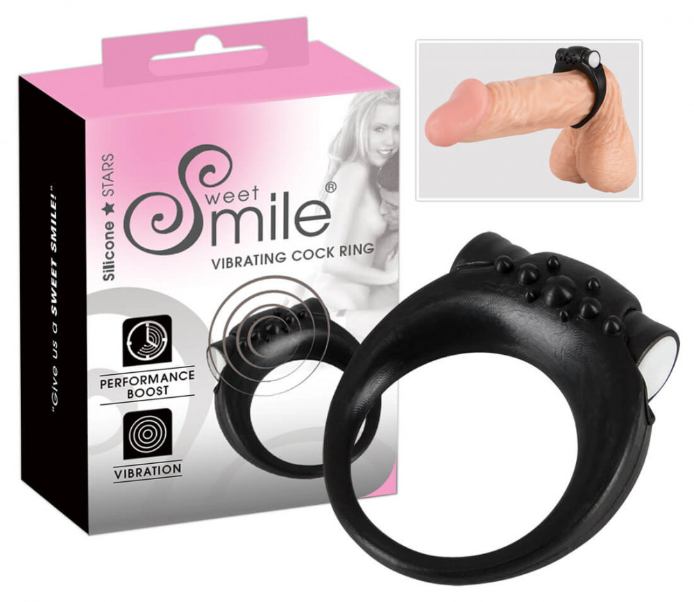 SMILE Stayer - vibračný krúžok na penis (čierny)
