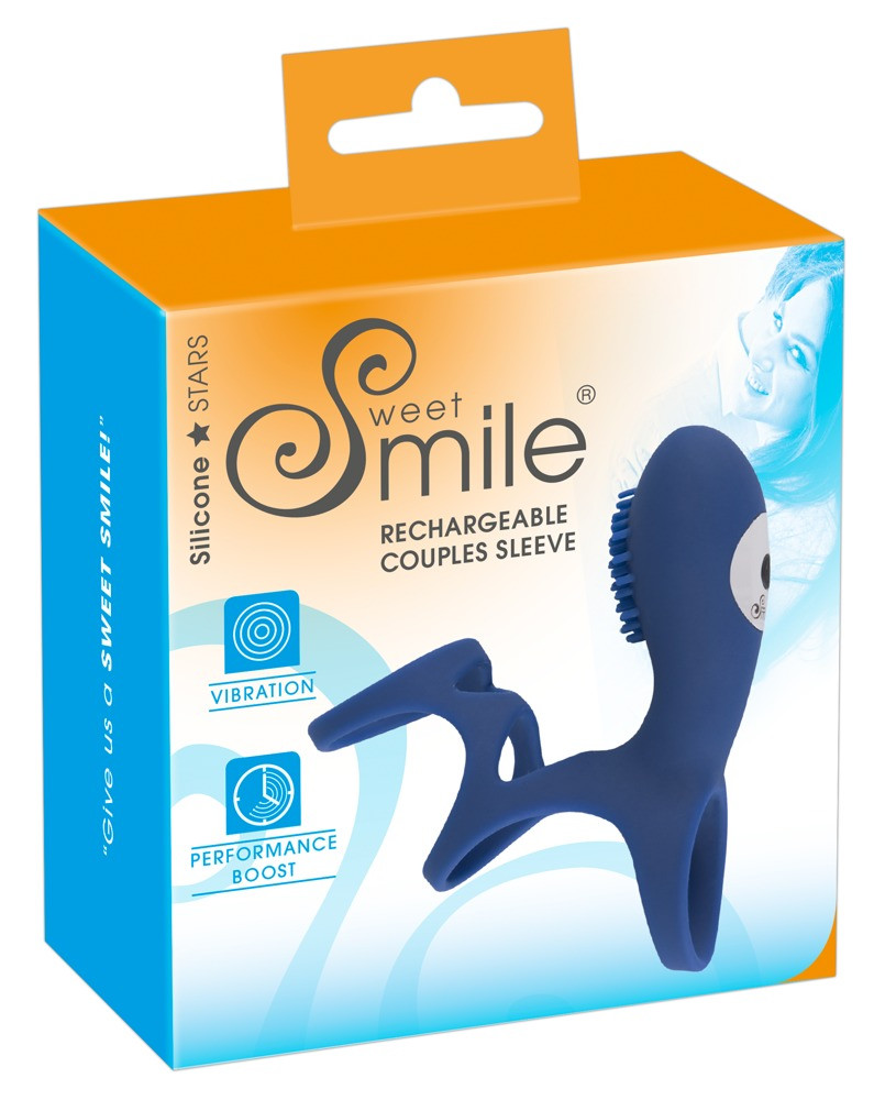 Smile Couple - nabíjecí vibrační manžeta na penis (modrá)