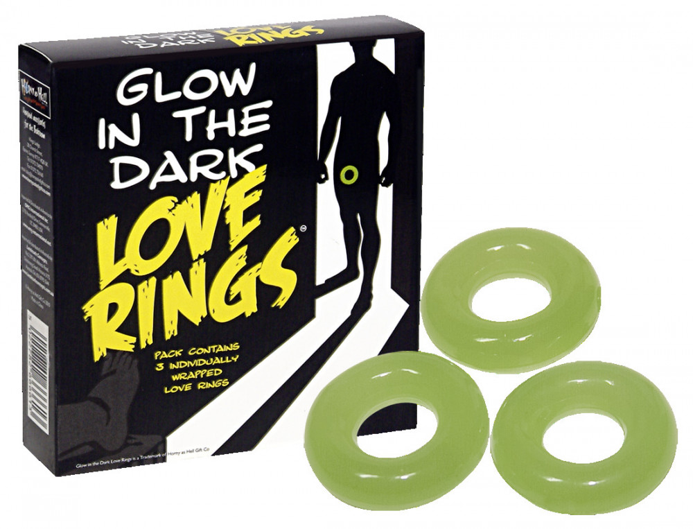 Spencer & Fleetwood Glow in the dark Love Rings - souprava ve tmě svítících kroužků na penis (3ks)
