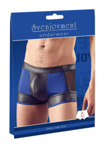 Svenjoyment - shiny boxer with fishnet insert (black-blue)