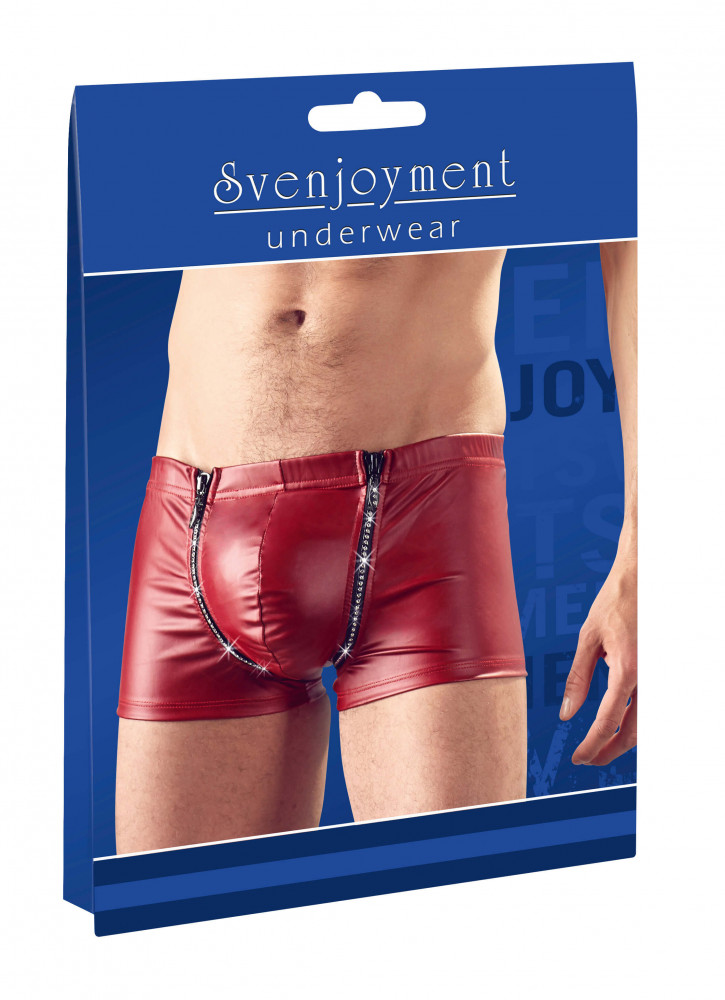Svenjoyment - shiny boxer with rhinestone zipper (burgundy)