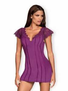 Výjimečná košilka Obsessive Moketta chemise purple - fialová S - M