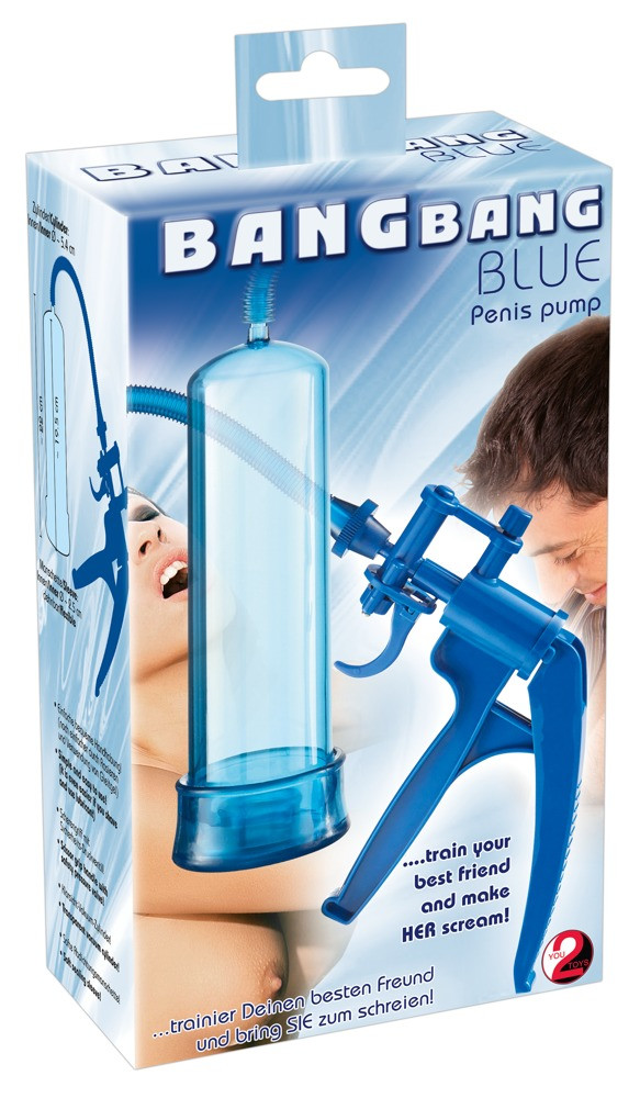 You2Toys Bang Bang - nůžková pumpa na penis (modrá)