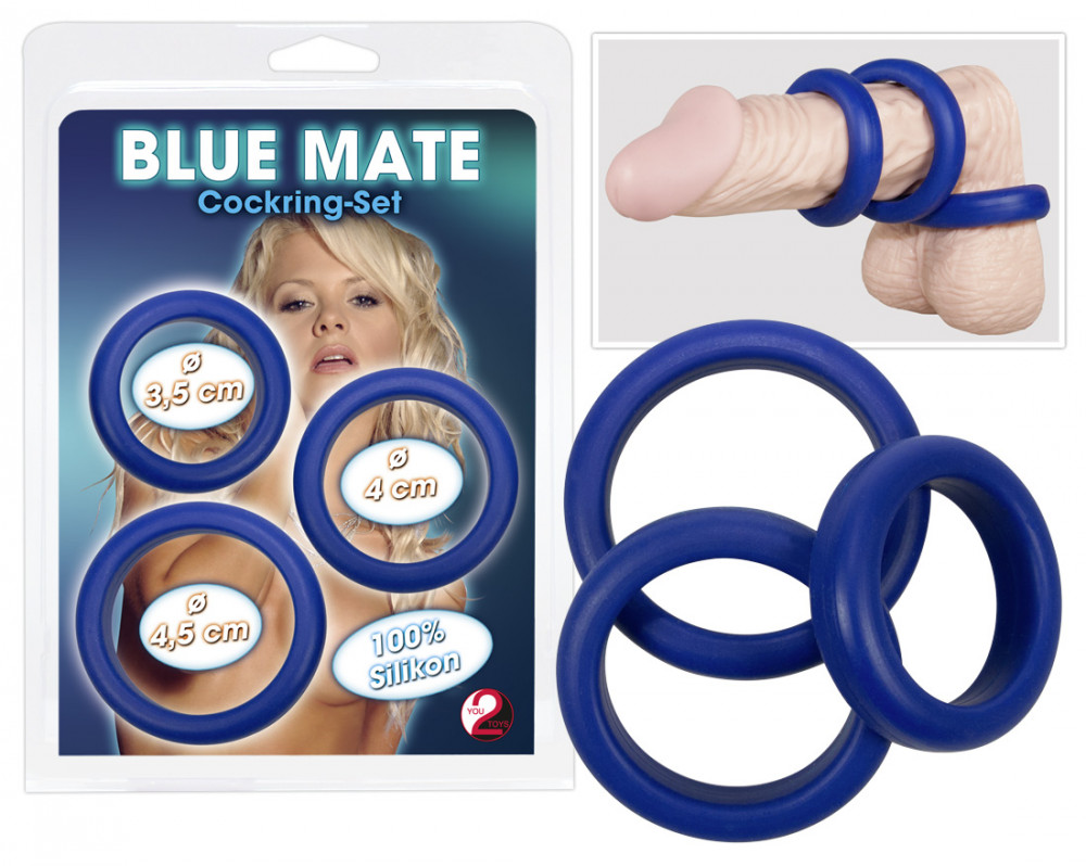 You2Toys Blue Mate Cockring set - erekčné krúžky na penis (3 ks)