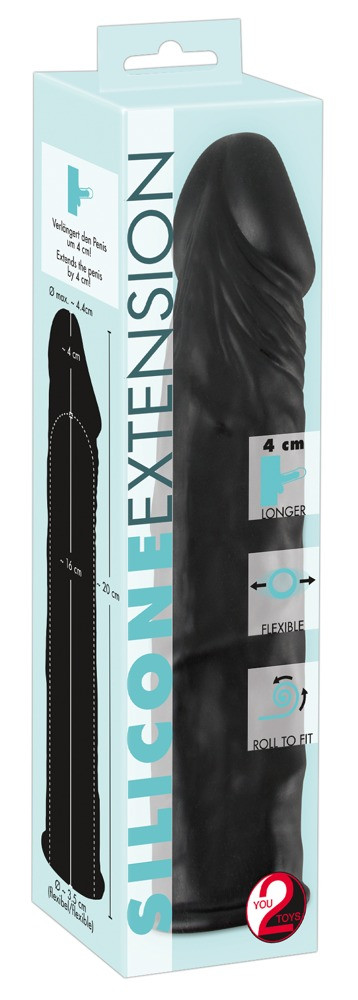 You2Toys Silicone Extension - prodlužovací návlek na penis (černý) - 20 cm