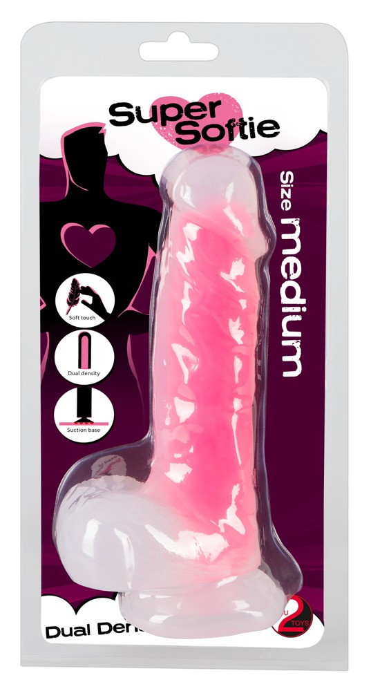 You2Toys Super Softie Dual Density medium - extra jemné dildo s přísavkou (růžové) - středně velké