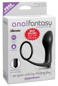 analfantasy ass-gasm vibrator - anal finger with penis ring (black)